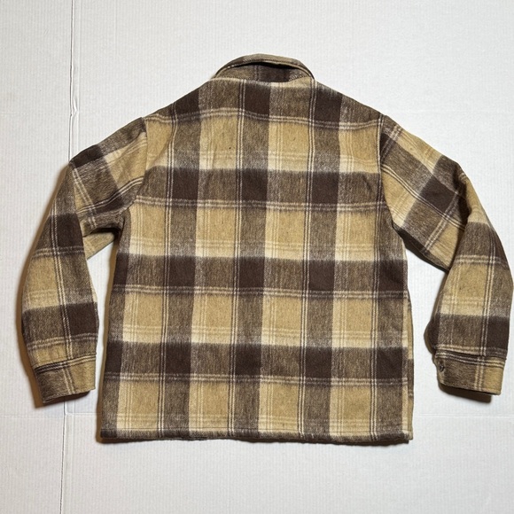 VINTAGE Outerwear from SEARS Men's Wool Linen Blend Plaid Jacket Brown Tan Large - Picture 8 of 9
